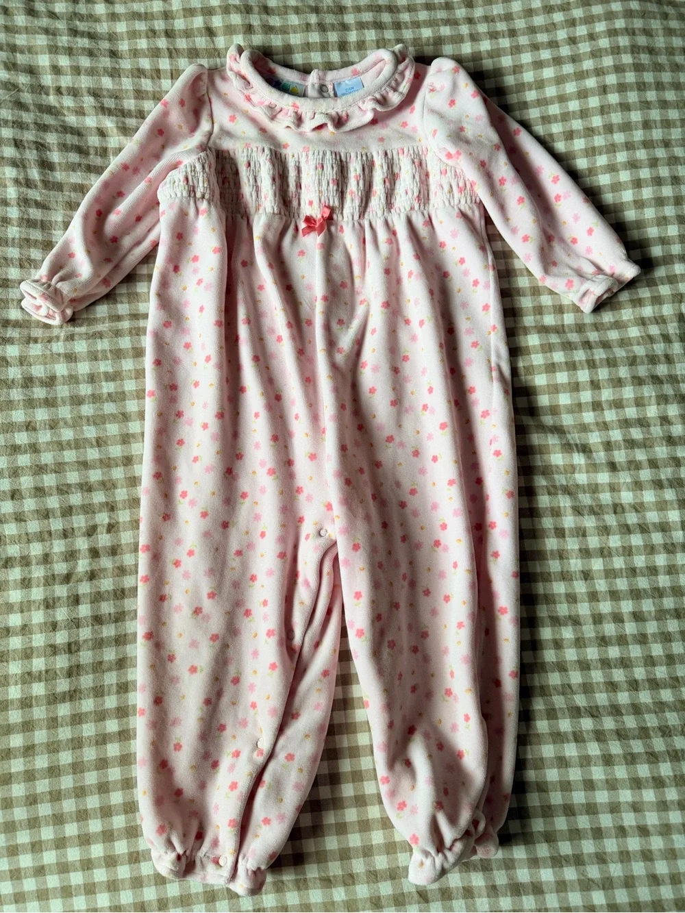 Vintage Baby Pink Floral One-Piece for toddlers